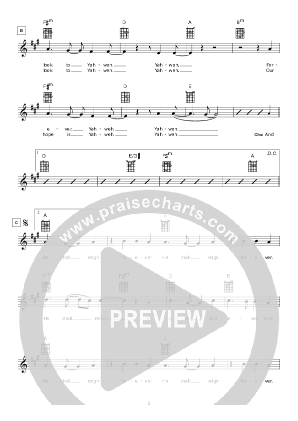 Yahweh Lead Sheet (Hillsong Worship)