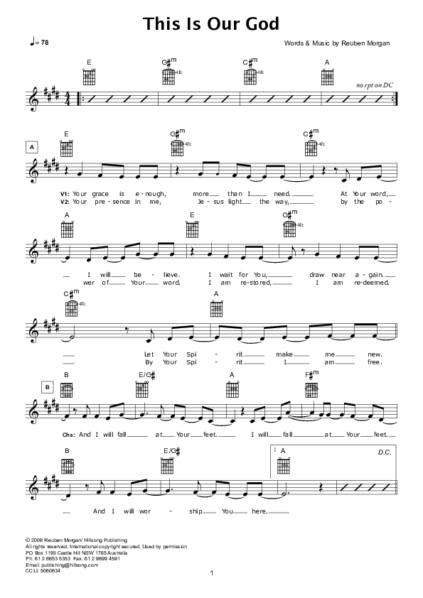 This Is Our God Lead Sheet (Hillsong Worship)