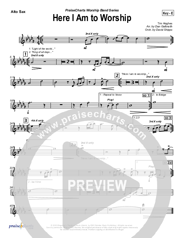 Here I Am To Worship Alto Sax (Chris Tomlin / Passion)