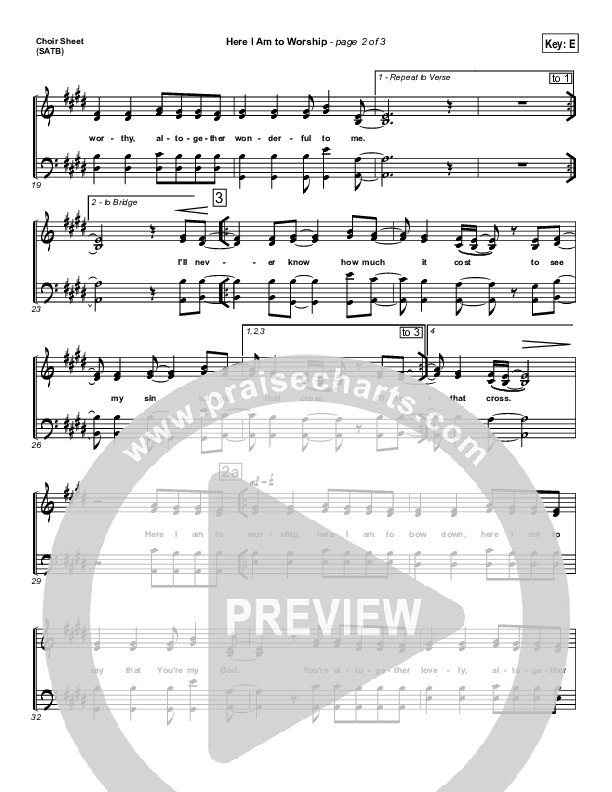 Here I Am To Worship Choir Vocals (SATB) (Chris Tomlin / Passion)