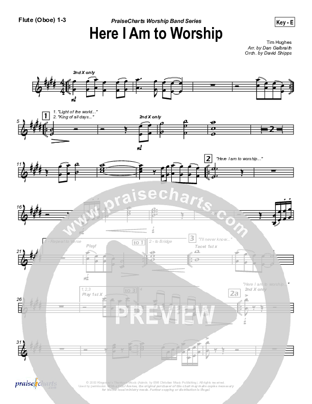Here I Am To Worship Flute/Oboe 1/2/3 (Chris Tomlin / Passion)