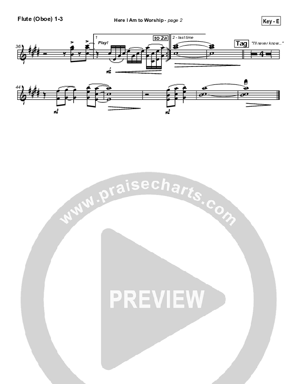 Here I Am To Worship Flute/Oboe 1/2/3 (Chris Tomlin / Passion)