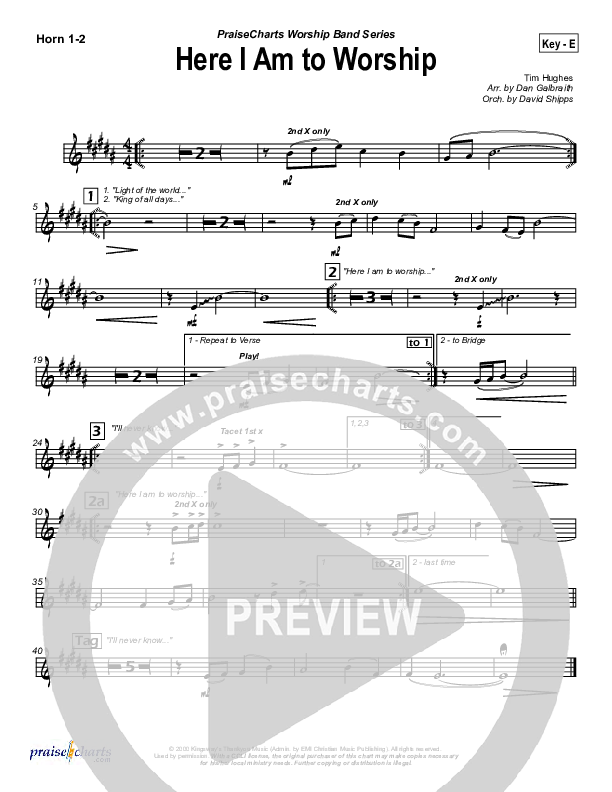 Here I Am To Worship Brass Pack (Chris Tomlin / Passion)