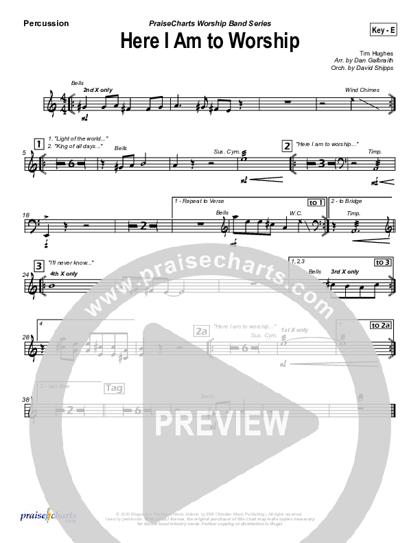 Here I Am To Worship Percussion (Chris Tomlin / Passion)