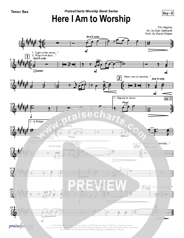 Here I Am To Worship Tenor Sax 2 (Chris Tomlin / Passion)