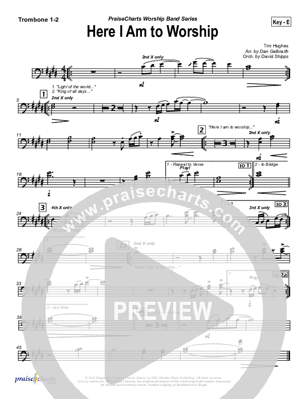 Here I Am To Worship Trombone 1/2 (Chris Tomlin / Passion)