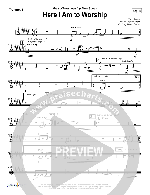 Here I Am To Worship Trumpet Sheet Music PDF (Chris Tomlin / Passion