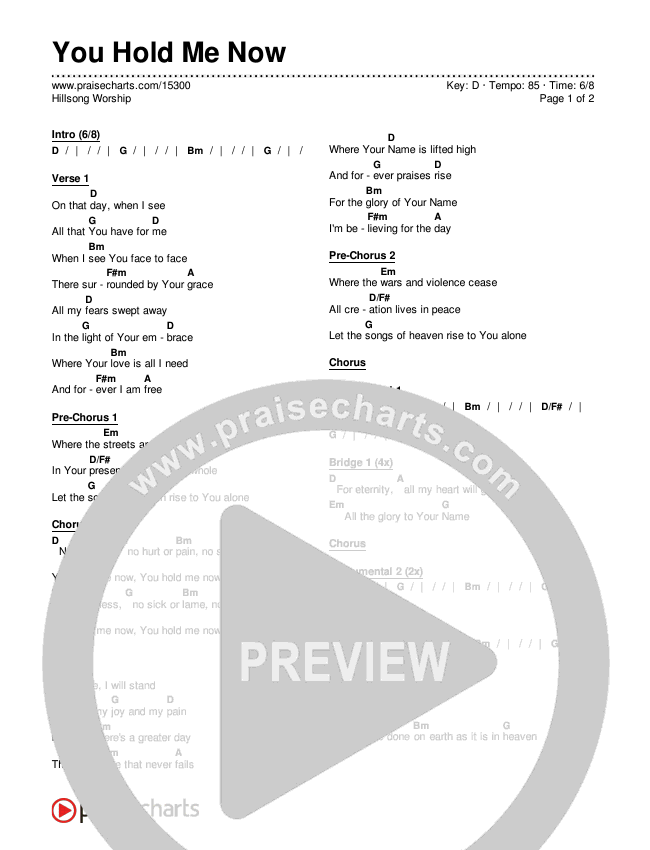 You Hold Me Now Chords & Lyrics (Hillsong Worship)