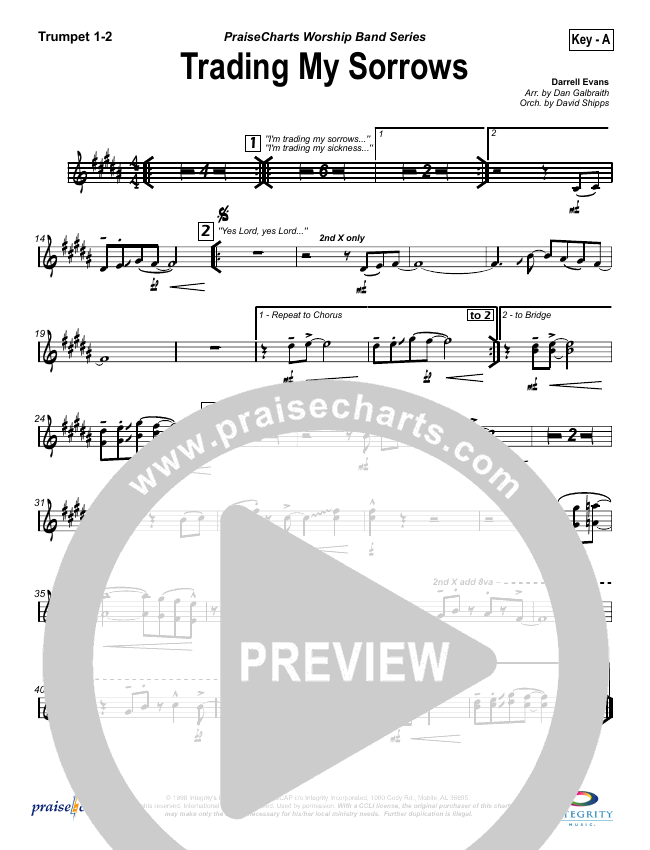Trading My Sorrows Brass Pack Tpt Tbn Tba Hn Darrell Evans Praisecharts 17,289 views, added to favorites 53 times. praisecharts