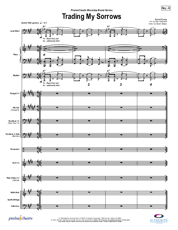 Trading My Sorrows Conductor's Score (Darrell Evans)