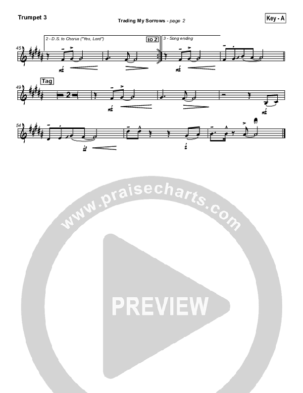 Trading My Sorrows Trumpet 3 (Darrell Evans)
