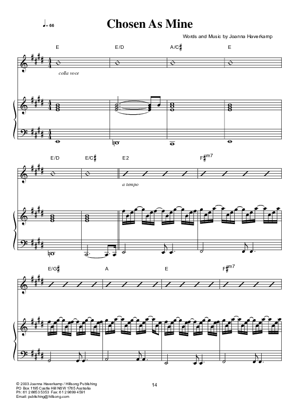 Chosen As Mine Piano/Vocal (Hillsong Worship)