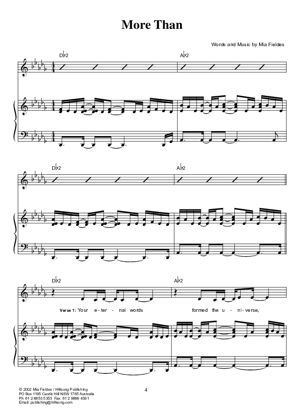 More Than Piano/Vocal (Hillsong Worship)