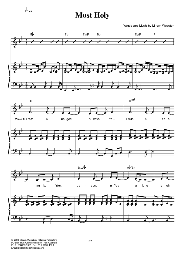 Most Holy Lead & Piano (Hillsong Worship)