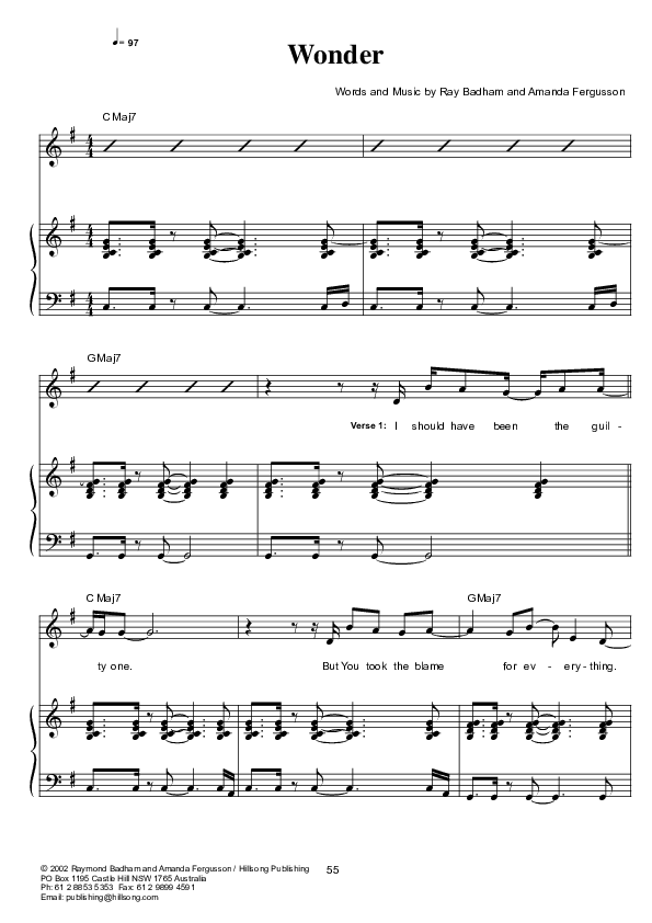 Wonder Piano/Vocal (Hillsong Worship)
