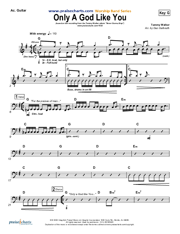 Only A God Like You Acoustic Guitar (Tommy Walker)