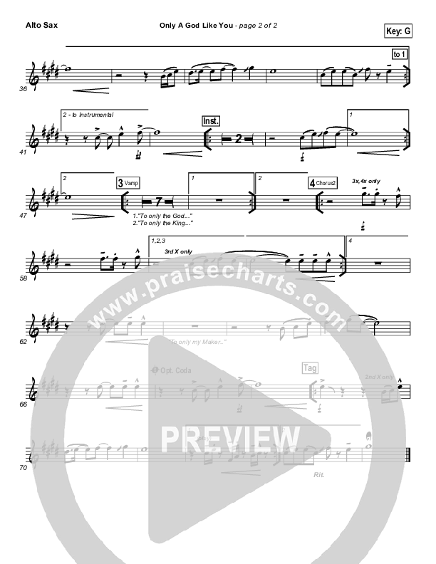 Only A God Like You Alto Sax (Tommy Walker)