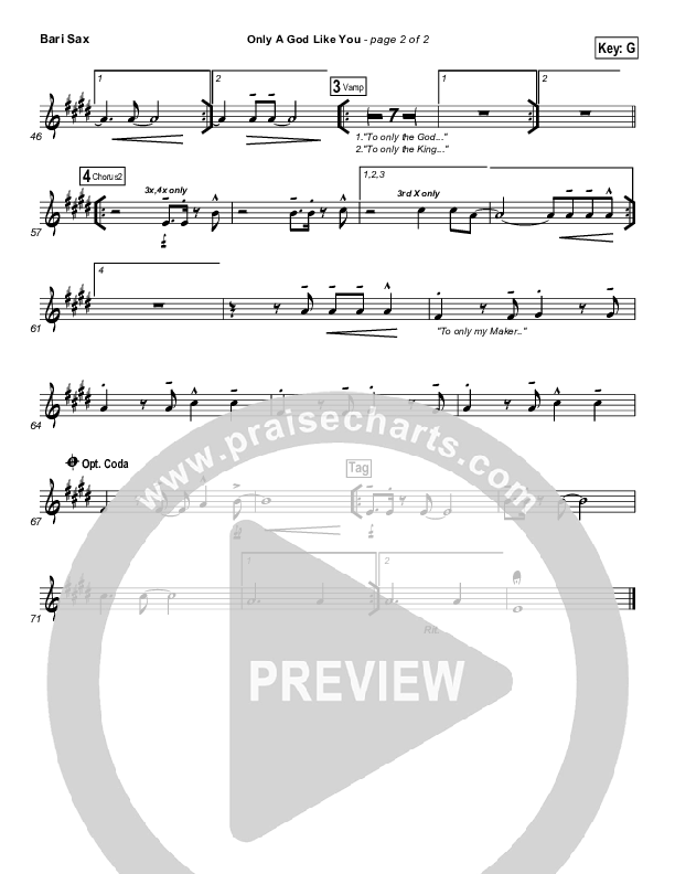 Only A God Like You Bari Sax (Tommy Walker)