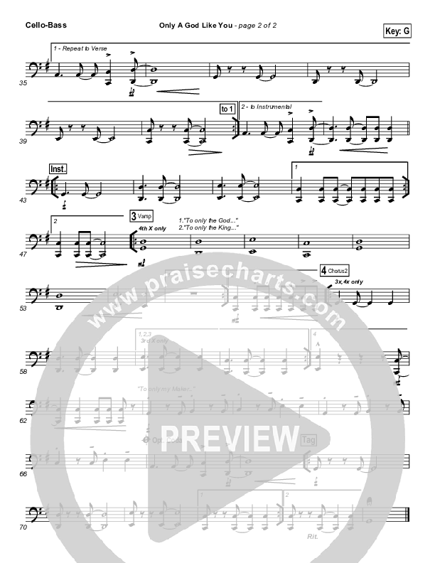 Only A God Like You Cello/Bass (Tommy Walker)