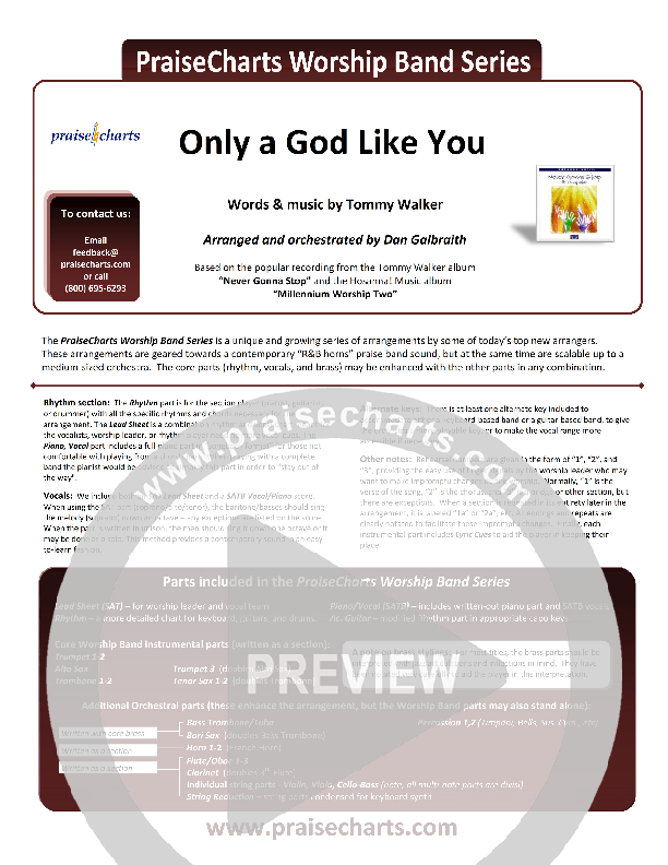 Only A God Like You Orchestration (Tommy Walker)