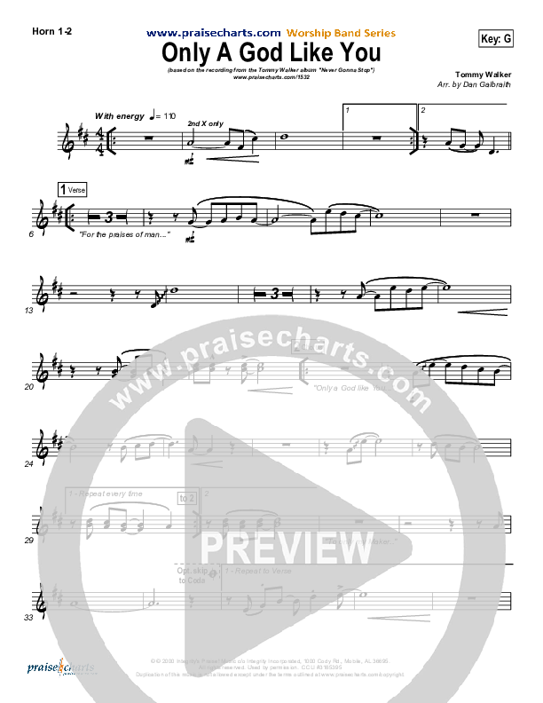Only A God Like You French Horn 1/2 (Tommy Walker)