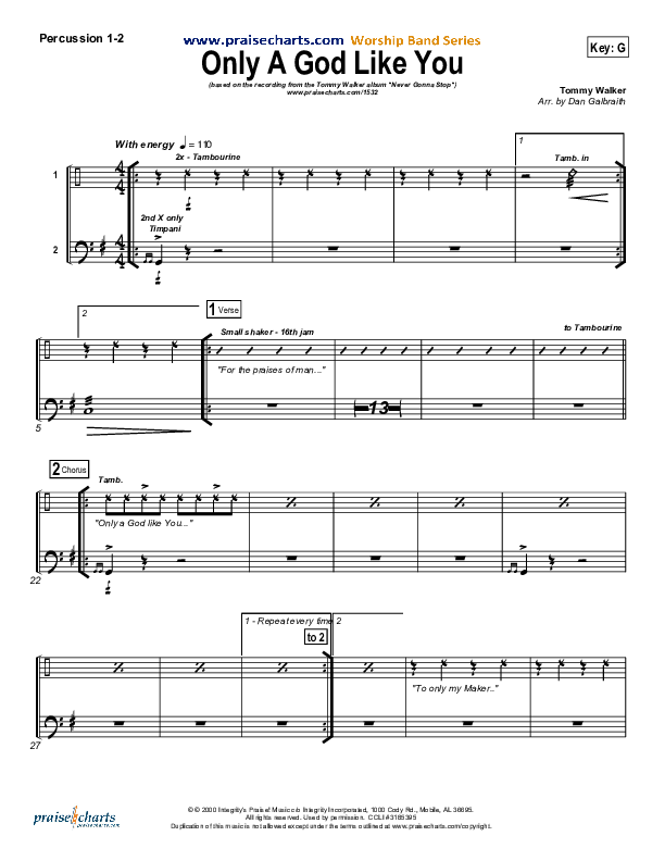 Only A God Like You Percussion (Tommy Walker)