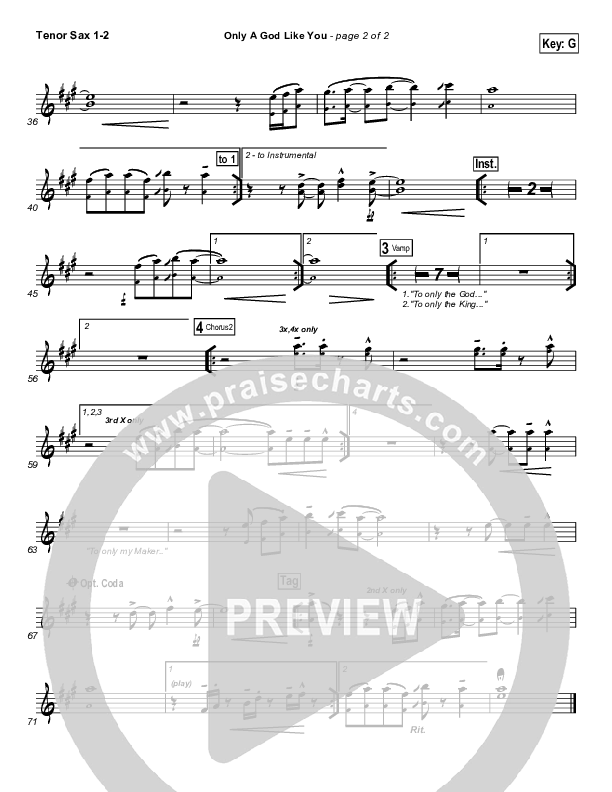 Only A God Like You Tenor Sax 1/2 (Tommy Walker)