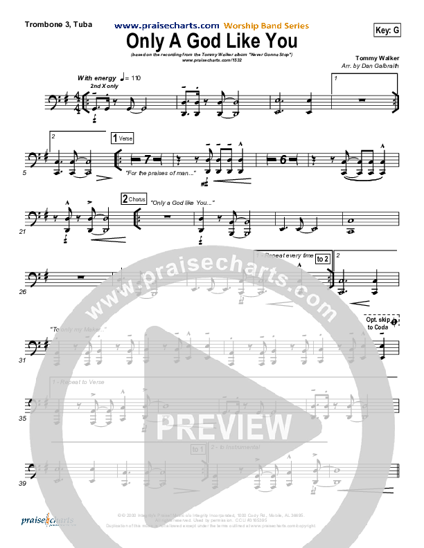Only A God Like You Trombone 3/Tuba (Tommy Walker)