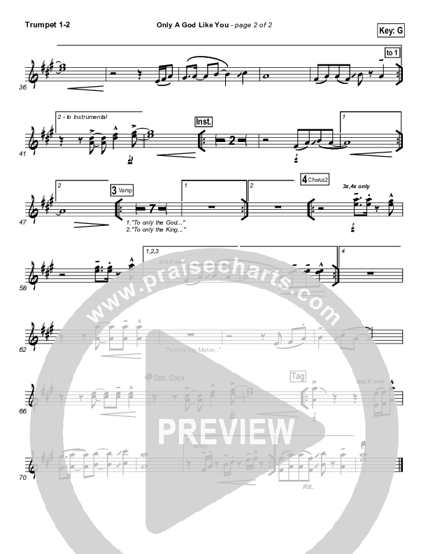 Only A God Like You Trumpet 1,2 (Tommy Walker)