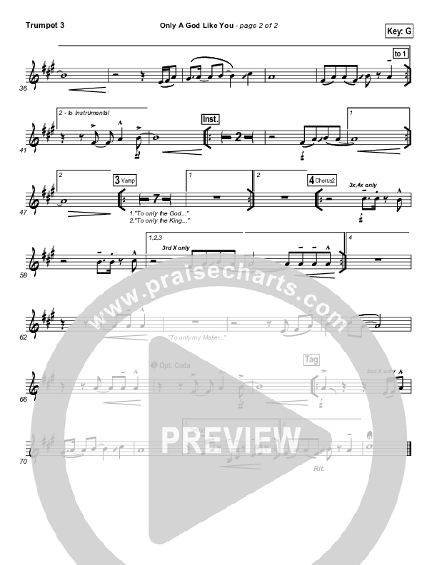 Only A God Like You Trumpet 3 (Tommy Walker)
