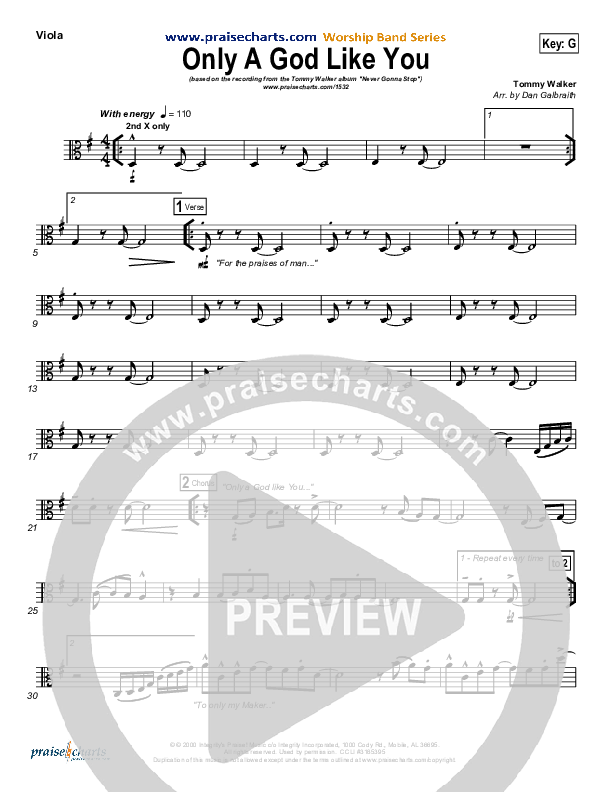 Only A God Like You Viola (Tommy Walker)