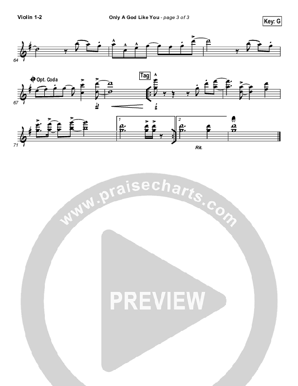 Only A God Like You Violin 1/2 (Tommy Walker)