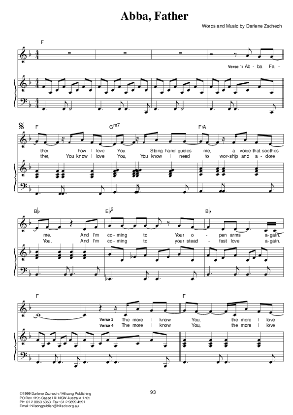 Abba Father Lead & Piano (Hillsong Worship)