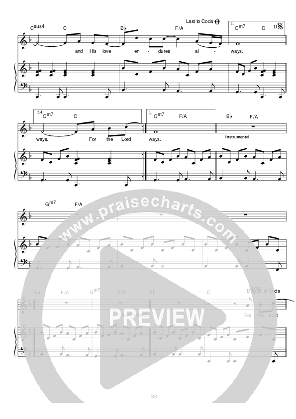 For The Lord Is Good Lead & Piano (Hillsong Worship)