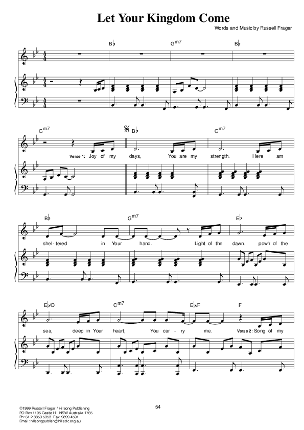 Let Your Kingdom Come Lead & Piano (Hillsong Worship)