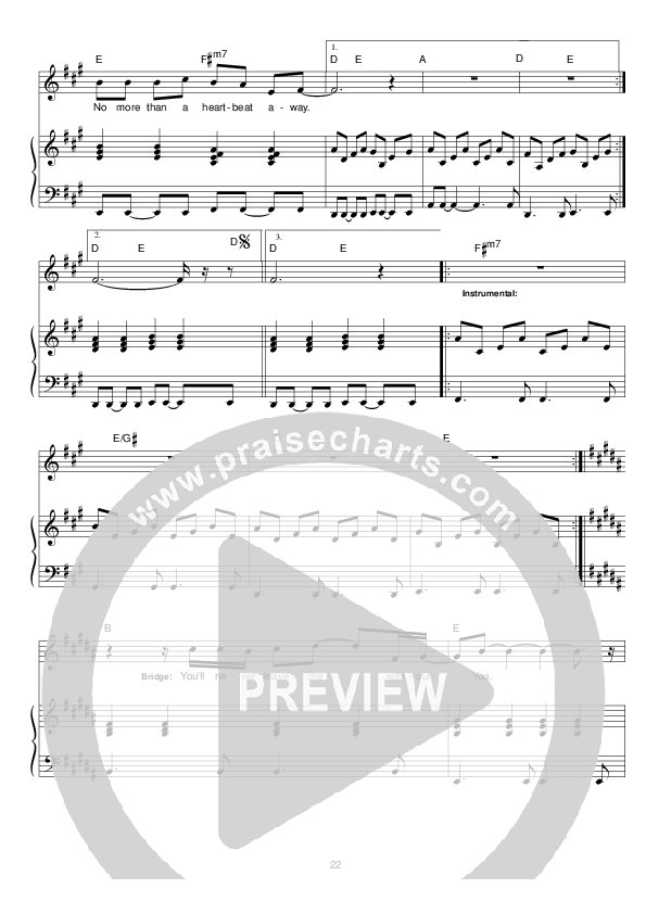 No More Than A Heartbeat Away Lead & Piano (Hillsong Worship)