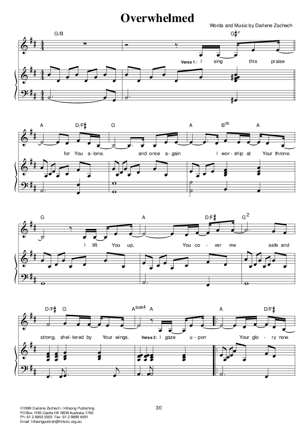 Overwhelmed Lead & Piano (Hillsong Worship)