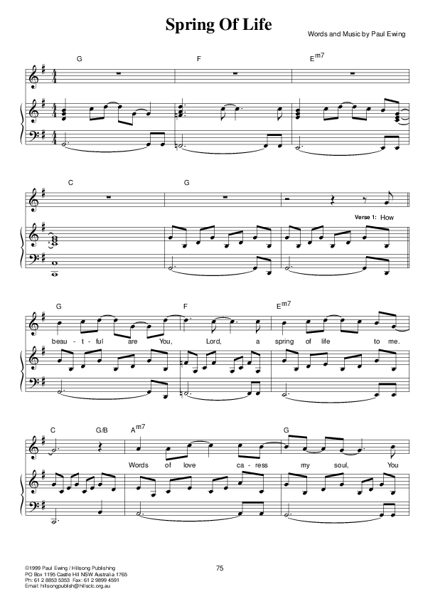 Spring Of Life Piano/Vocal (Hillsong Worship)