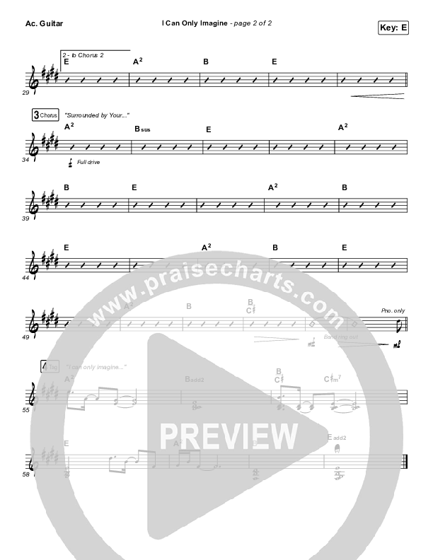 I Can Only Imagine Acoustic Guitar Sheet Music PDF (MercyMe) PraiseCharts