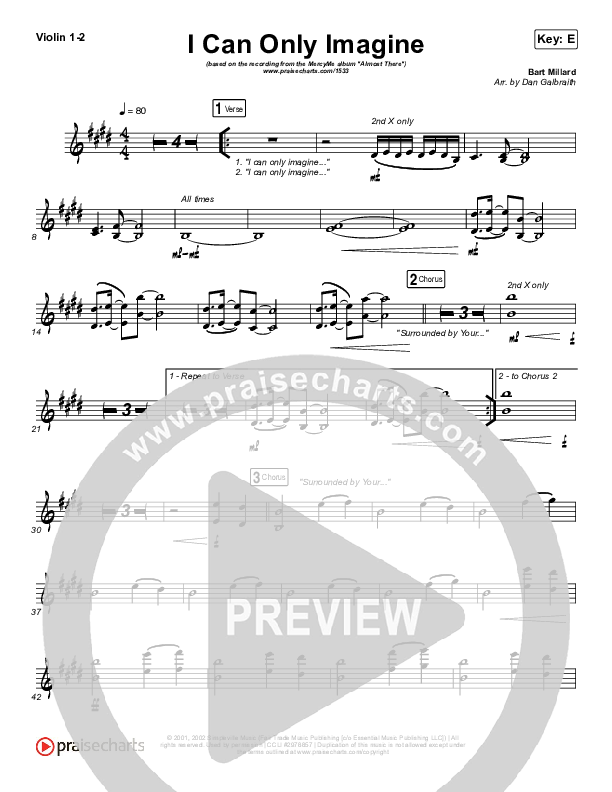 I Can Only Imagine Violin 1/2 (MercyMe)