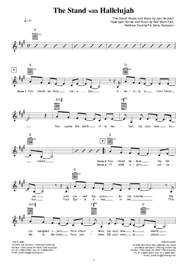 The Stand Lead Sheet (Hillsong Worship)