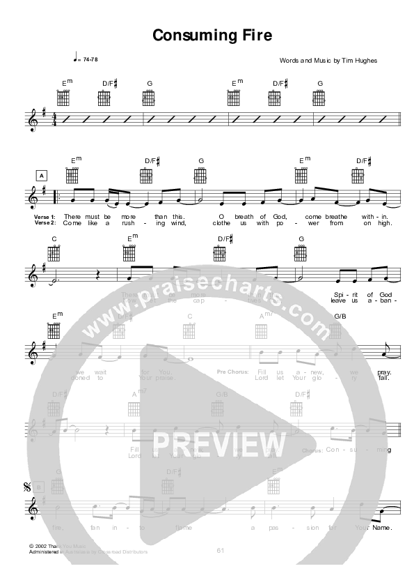 Consuming Fire Lead Sheet (Hillsong UNITED)