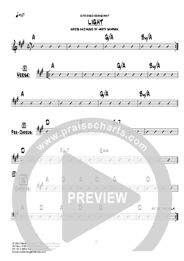 Light Chord Chart (Hillsong UNITED)