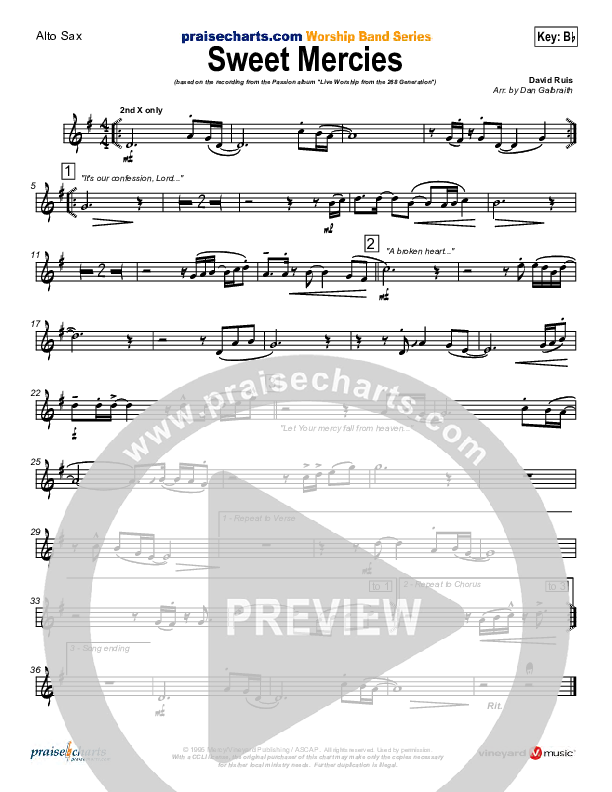 Sweet Mercies Alto Sax (David Ruis / Passion)