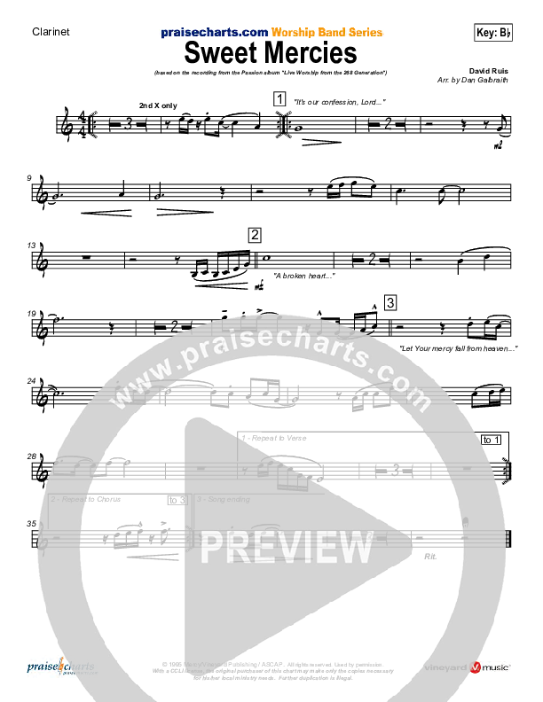 Sweet Mercies Clarinet (David Ruis / Passion)