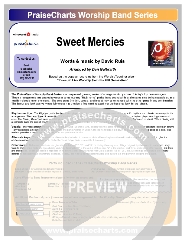 Sweet Mercies Cover Sheet (David Ruis / Passion)