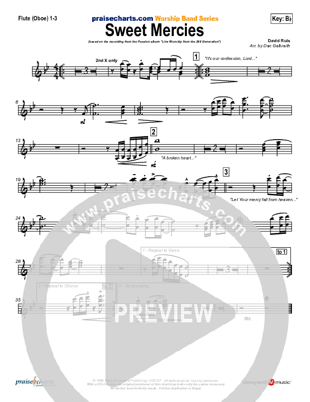 Sweet Mercies Flute/Oboe 1/2/3 (David Ruis / Passion)