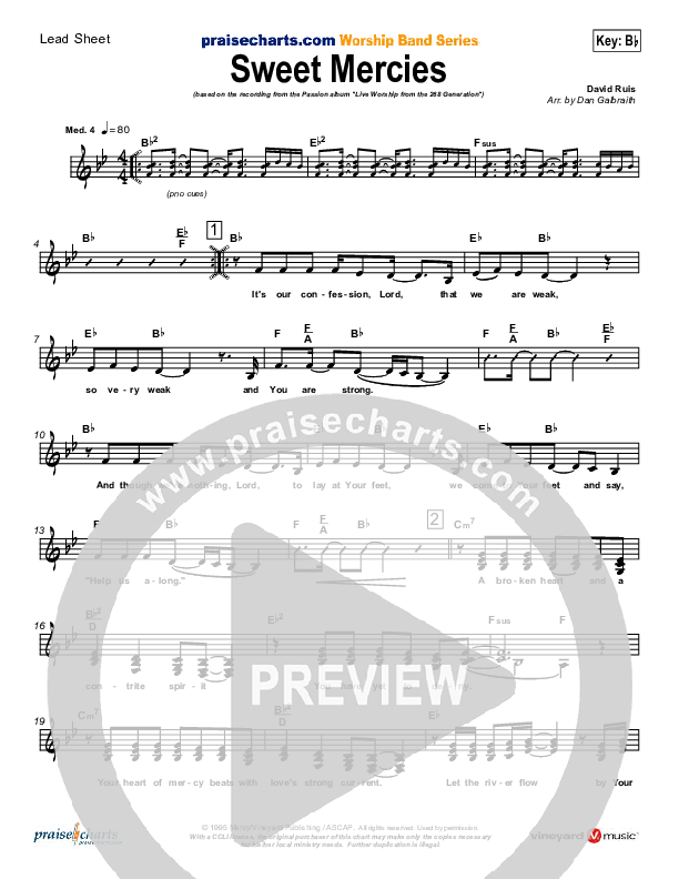Sweet Mercies Lead Sheet (David Ruis / Passion)