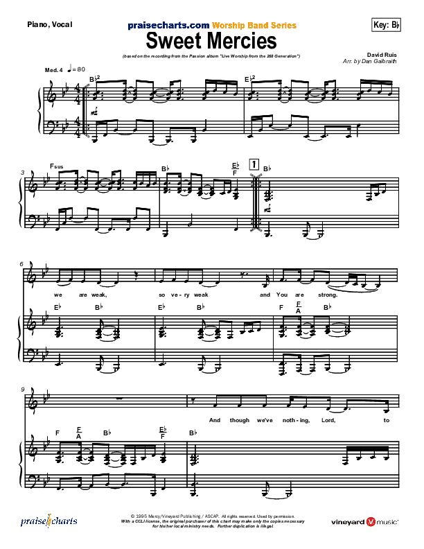 Sweet Mercies Lead & Piano (David Ruis / Passion)