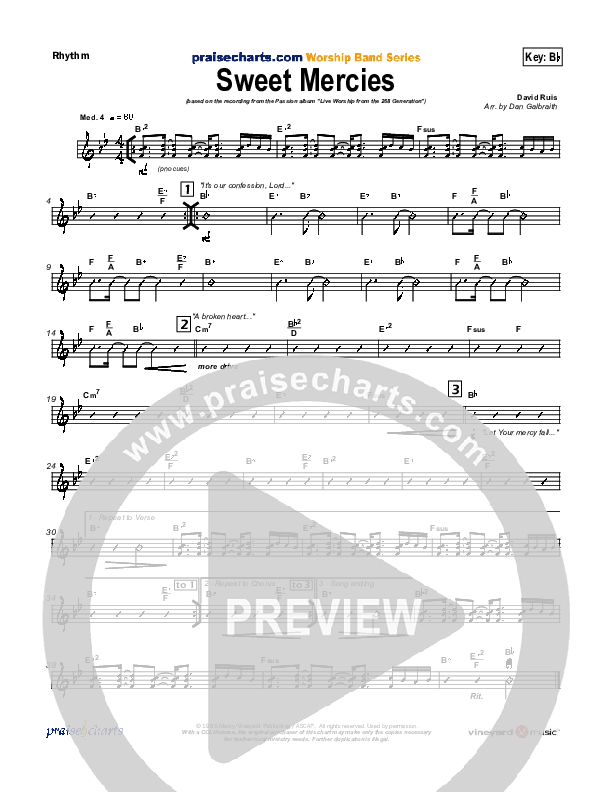 Sweet Mercies Rhythm Chart (David Ruis / Passion)